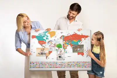 World Map Printed Cork Memo Board