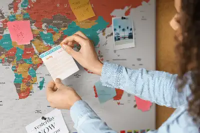 World Map Printed Cork Memo Board