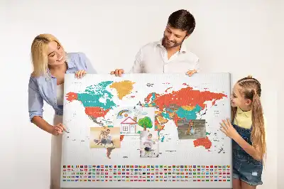 World Map Printed Cork Memo Board