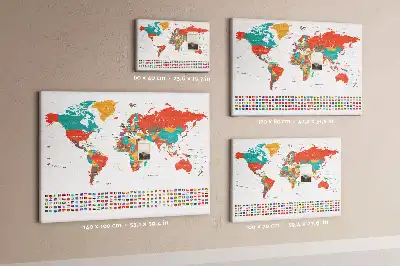 World Map Printed Cork Memo Board