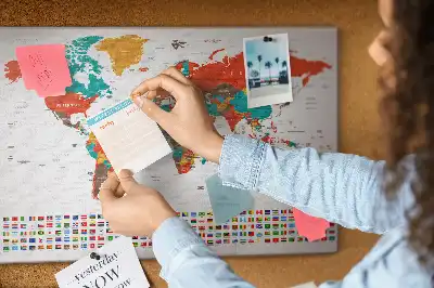World Map Printed Cork Memo Board