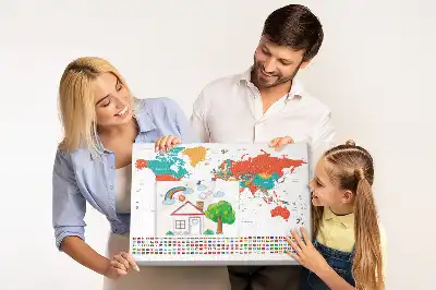 World Map Printed Cork Memo Board