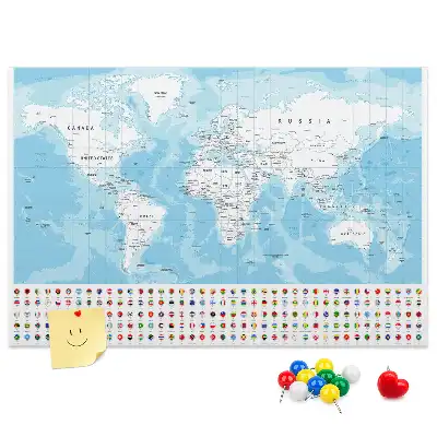 Cork memo board Continent map illustration