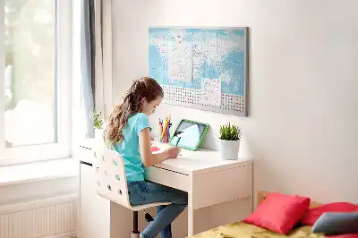Cork Memo Board with Continent Map Illustration