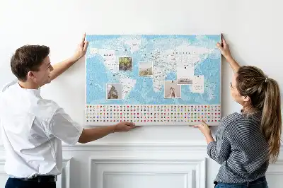 Cork memo board Continent map illustration