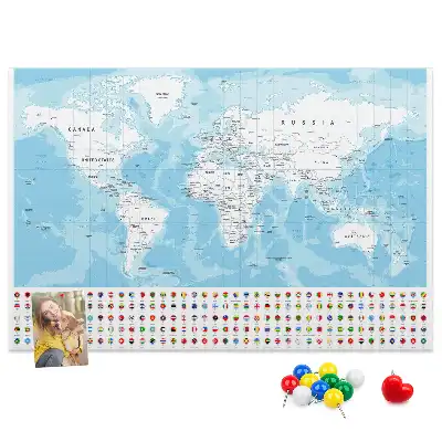 Cork memo board Continent map illustration