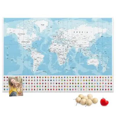 Cork memo board Continent map illustration