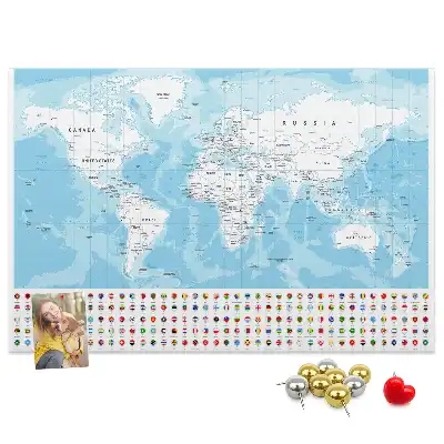 Cork memo board Continent map illustration
