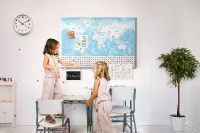 Cork memo board Continent map illustration