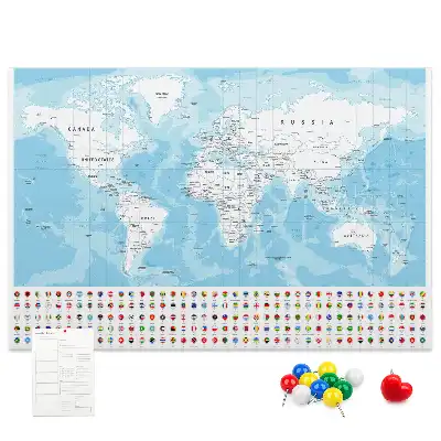 Cork memo board Continent map illustration