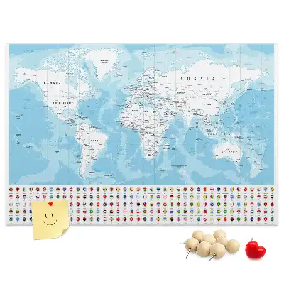 Cork memo board Continent map illustration