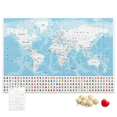 Cork memo board Continent map illustration