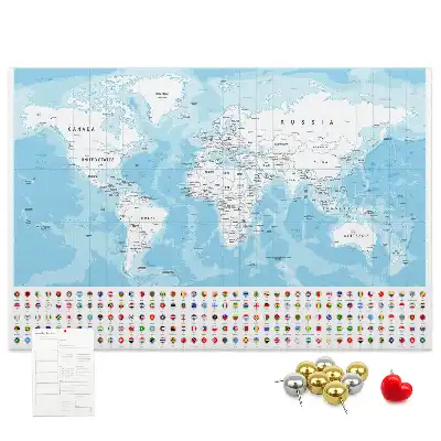 Cork memo board Continent map illustration