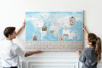 Cork memo board Continent map illustration