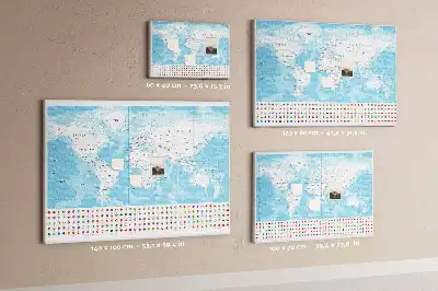 Cork Memo Board with Continent Map Illustration