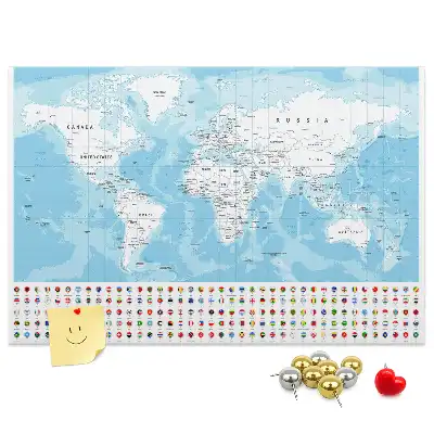 Cork memo board Continent map illustration