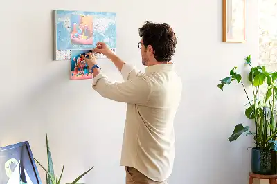 Cork Memo Board with Continent Map Illustration