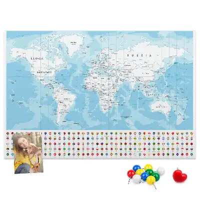 Cork memo board Continent map illustration