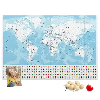 Cork Memo Board with Continent Map Illustration