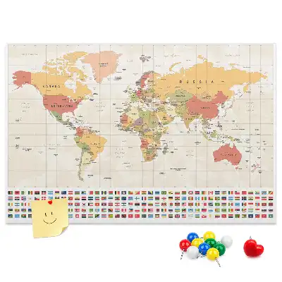 Printed Cork Board World map design