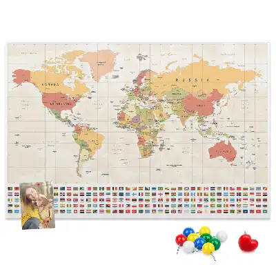 Printed Cork Board World map design