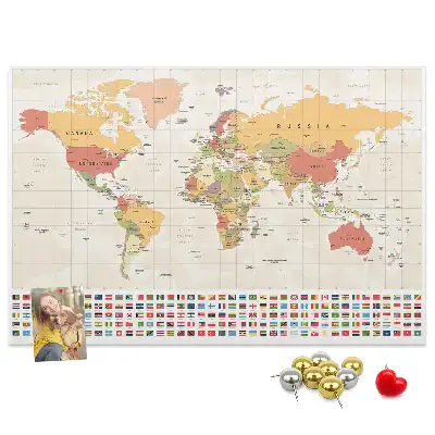 Printed Cork Board World Map