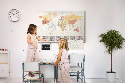 Printed Cork Board World map design