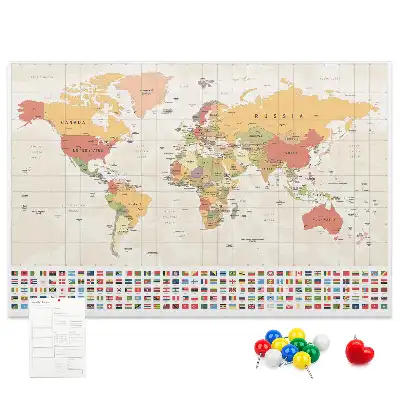 Printed Cork Board World map design