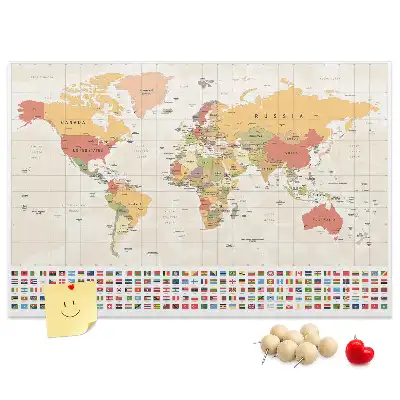 Printed Cork Board World map design