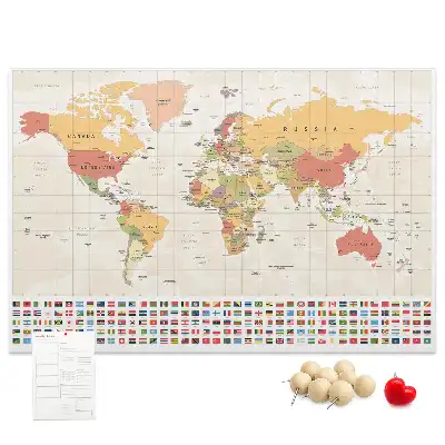 Printed Cork Board World Map