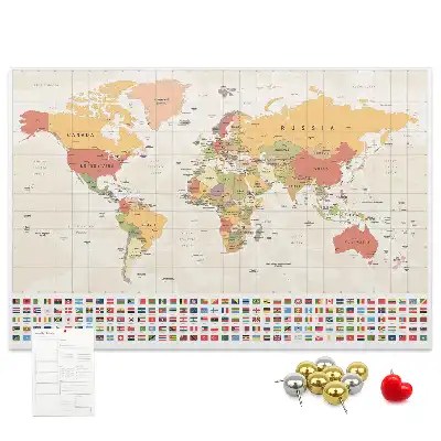 Printed Cork Board World map design