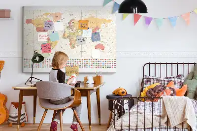 Printed Cork Board World map design