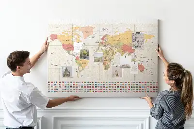 Printed Cork Board World map design