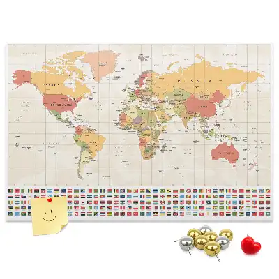 Printed Cork Board World Map