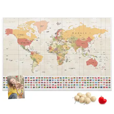 Printed Cork Board World map design