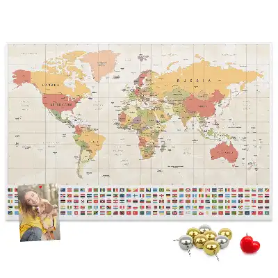 Printed Cork Board World map design