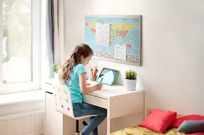 World Map Printed Cork Memo Board