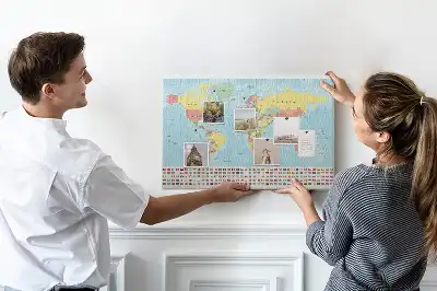 Printed Cork Memo Board Geography world map