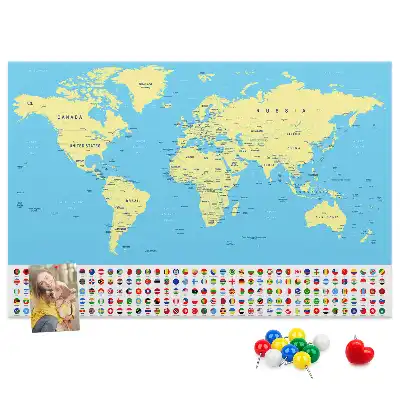 Cork memo board Classic world map