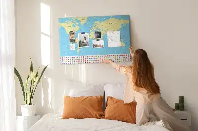 Cork memo board Classic world map