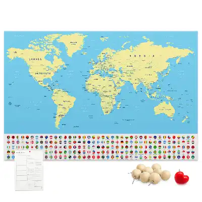 Cork memo board Classic world map