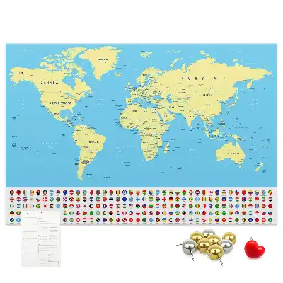 Cork memo board Classic world map