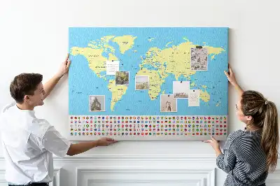 Cork memo board Classic world map