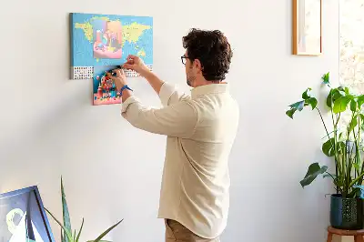 Classic world map cork memo board