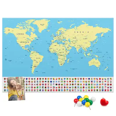 Cork memo board Classic world map