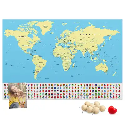 Cork memo board Classic world map