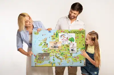 Printed Cork Memo Board World map with flags
