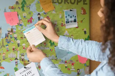 Printed Cork Memo Board World map with flags