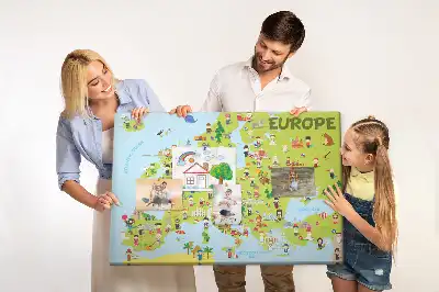 Printed Cork Memo Board World map with flags