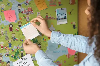 Printed Cork Memo Board World map with flags